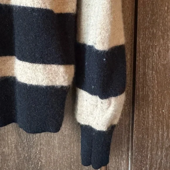 Crewcuts Cashmere Black and Tan Striped Quarter Zip-Up Sweater - Picture 5 of 6